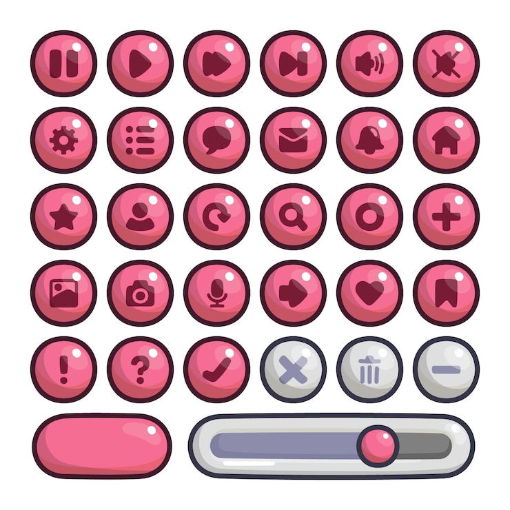 Vettore interfaccia utente pulsanti ottali per vettore web texture lucida lucida kawaii doodle illustrazione vettoriale i