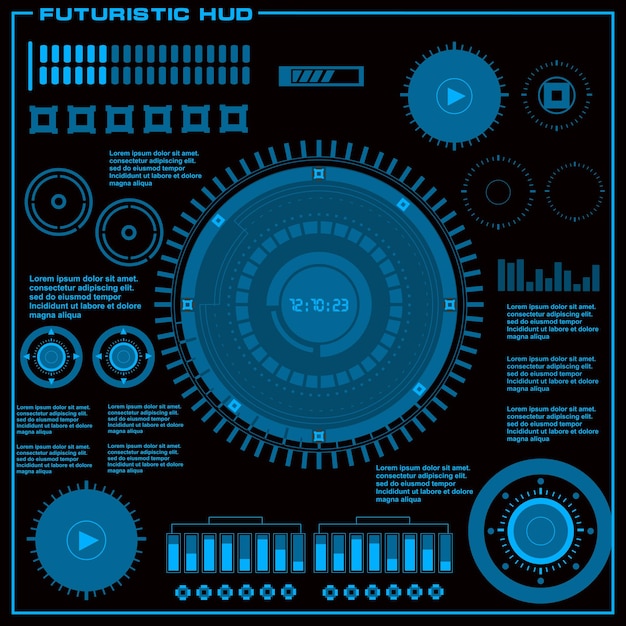 Interfaccia utente touch grafica virtuale blu futuristica
