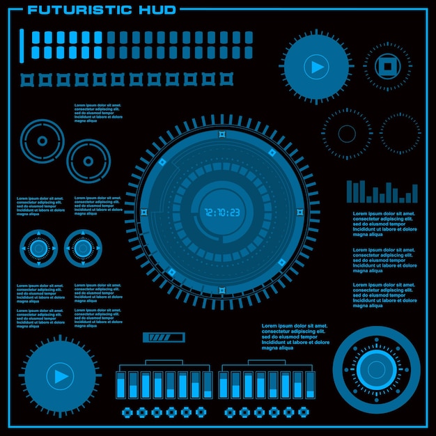 Interfaccia utente touch grafica virtuale blu futuristica