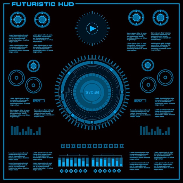 Interfaccia utente touch grafica virtuale blu futuristica