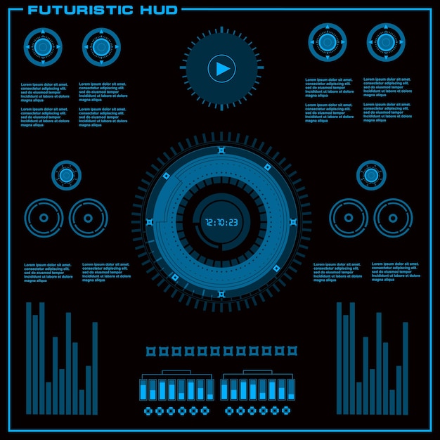 Interfaccia utente touch grafica virtuale blu futuristica