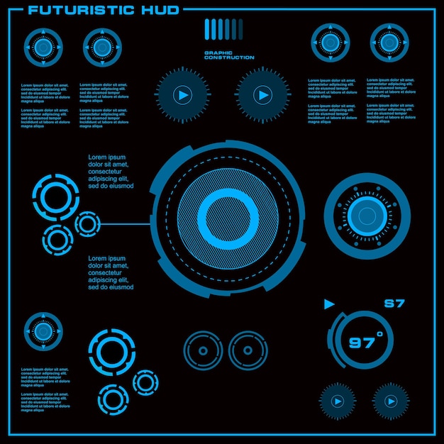 Interfaccia utente touch grafica virtuale blu futuristica