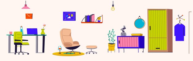Interior design moderno della stanza con mobili