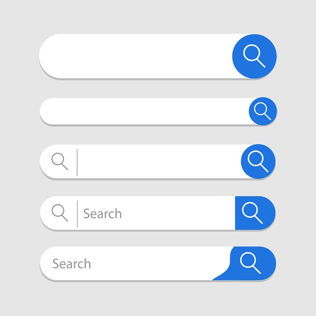 Internet browser search bar frame Search bar set Search boxes UI template Search engine design Web browser template Collection of search box button address form navigation bar elements