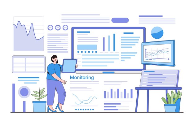 Internet of Everything Ioe Concept con una persona che interagisce con i dispositivi e monitora i flussi di dati