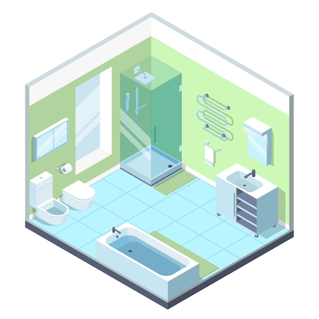 Interno del bagno con diversi elementi di arredo.