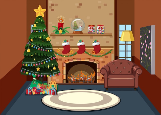 Interno del salotto di natale