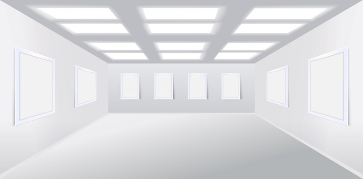 Vettore interno di una galleria d'arte per l'esposizione in un modello realistico del museo