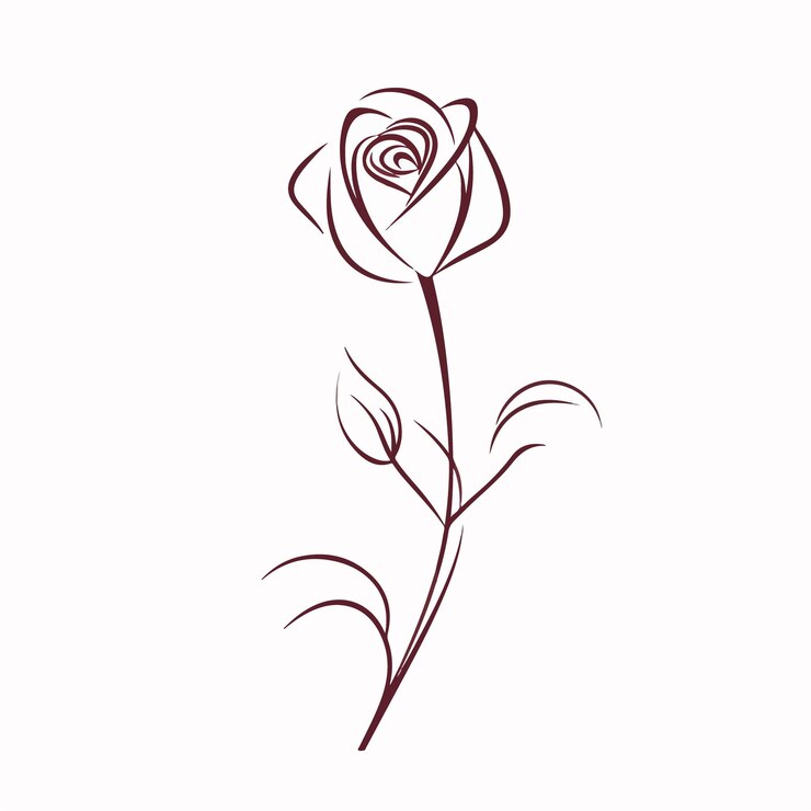 Vettore interpretazione artistica di rose con linee fluide e organiche che aggiungono un senso