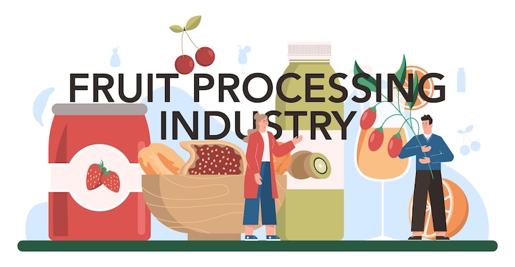 Vettore intestazione tipografica dell'industria di trasformazione della frutta.