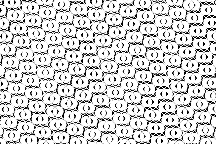 Vettore intricato disegno geometrico in bianco e nero con forme ripetitive