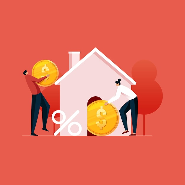 Investire denaro in proprietà immobiliari, famiglia che compra casa, mutuo per la casa e concetto di mutuo