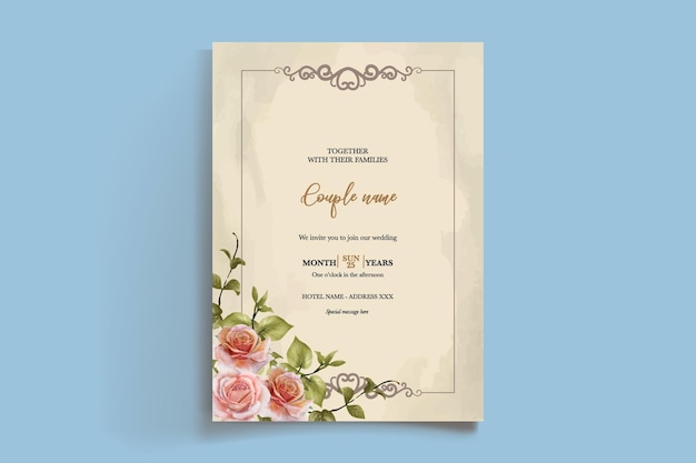 INVITAZIONE di nozze con decorazioni floreali con foglie fresche