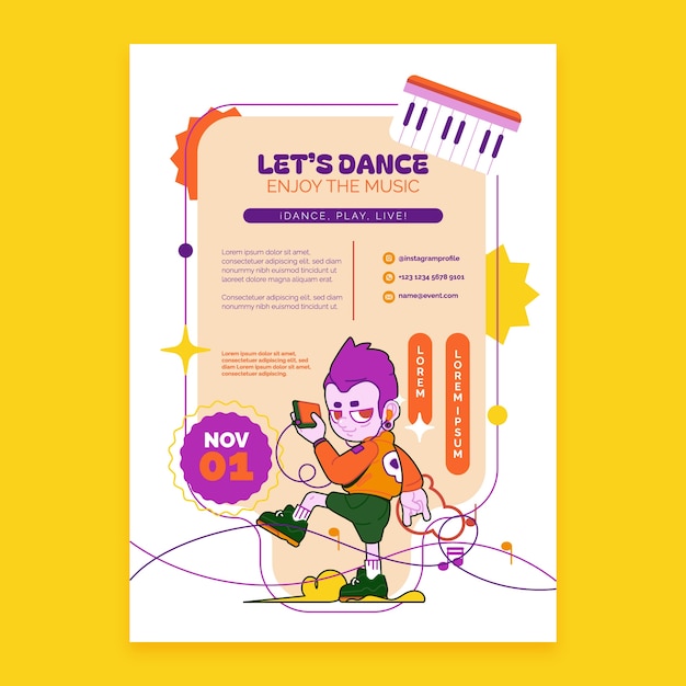 Invito a ballare disegnato a mano