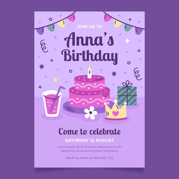 Invito a festa di compleanno disegnato a mano