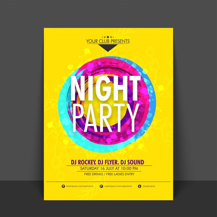 Vettore invito ad invitare la manifestazione di musica disconight poster