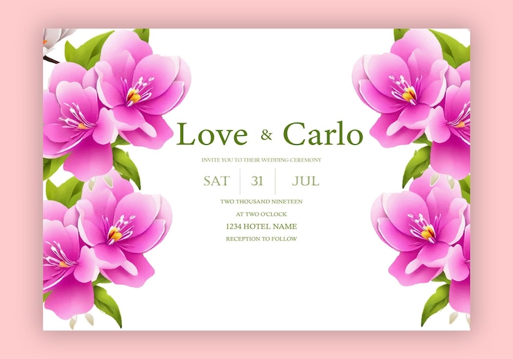 Vettore invito al matrimonio vettoriale con un bellissimo disegno di fiori