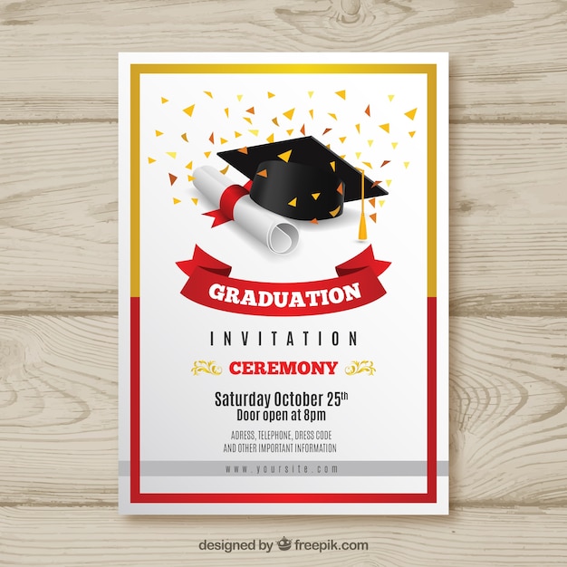 Invito alla laurea elegante con un design realistico