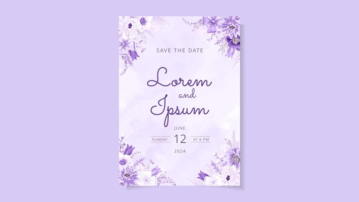 Invito botanico floreale modello di carta di nozze fiori invito Save the date RSVP