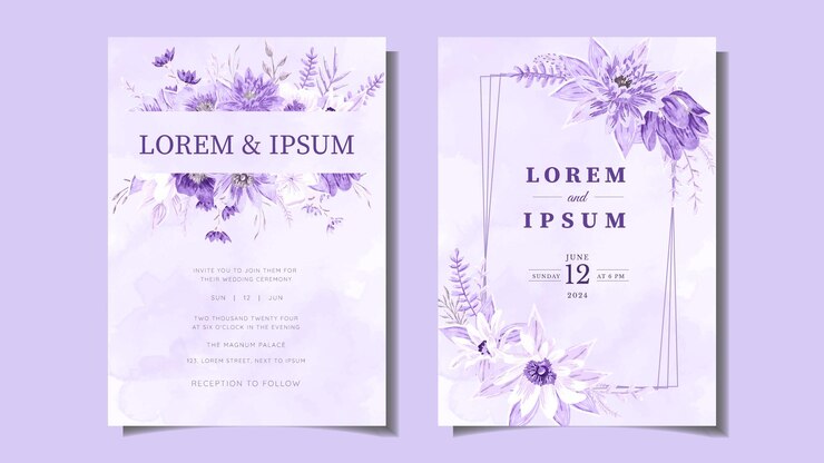 Invito botanico floreale modello di carta di nozze fiori invito Save the date RSVP