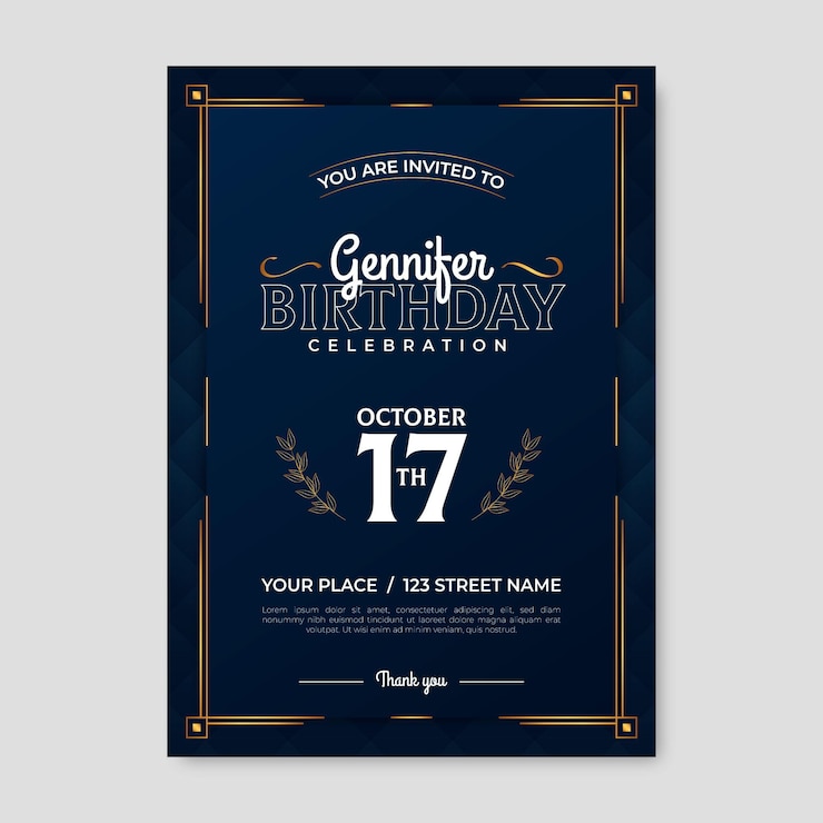 Vettore invito compleanno elegante