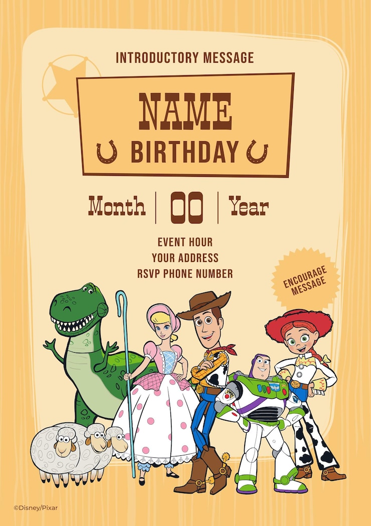 Vettore invito di compleanno toy story