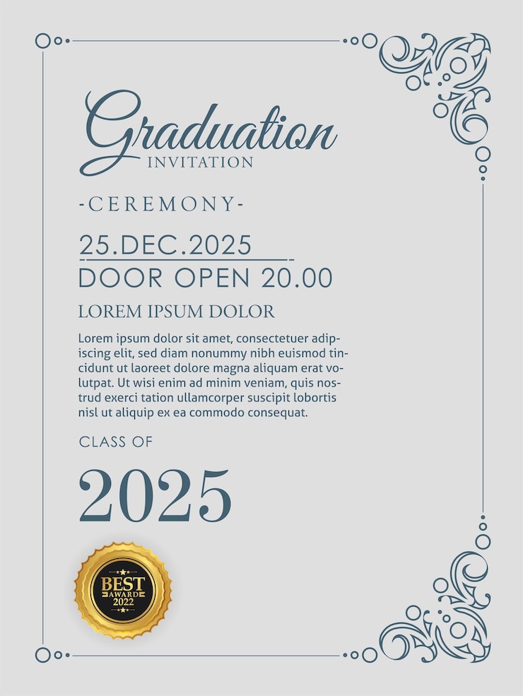 Vettore invito di laurea con modello di ornamento
