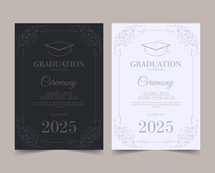 Vettore invito di laurea con modello di ornamento