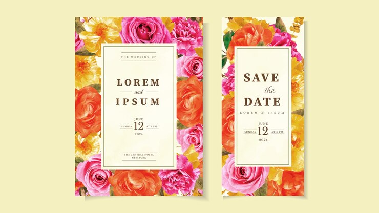 invito di nozze botanico fiori selvatici Ornamento floreale di lusso di primavera