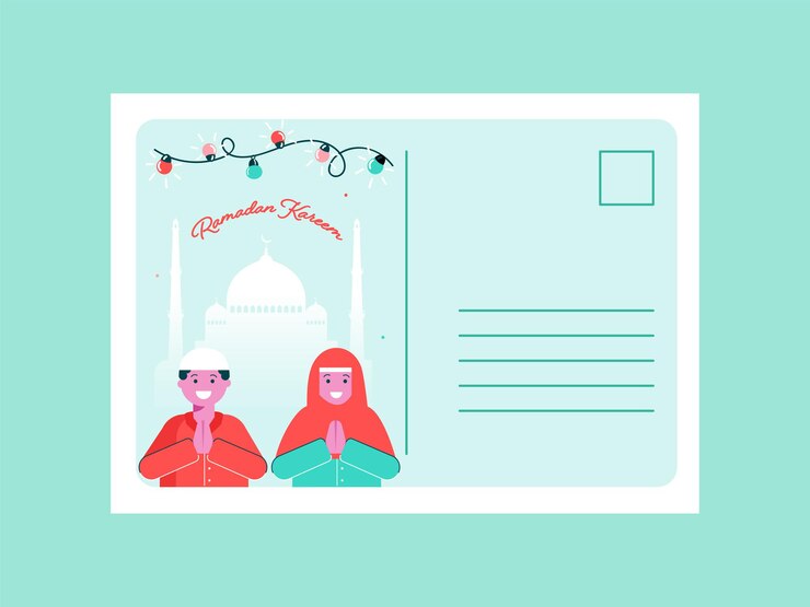 Vettore invito di ramadan kareem, biglietto di auguri o lettera con spazio per il testo