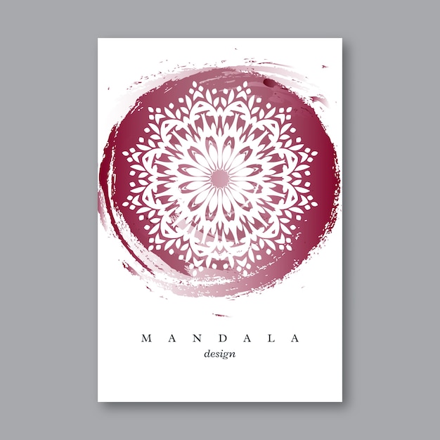 Invito, modello di carta di nozze con mandala disegnati a mano, sfondo acquerello. Elemento decorativo vintage in stile orientale. Motivo indiano, asiatico, arabo, islamico, ottomano.