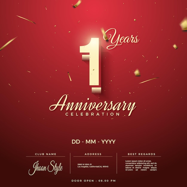 Invito per il 1° anniversario con numeri bordati