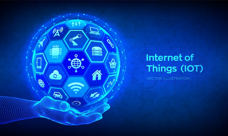 Vettore iot. internet delle cose sullo sfondo