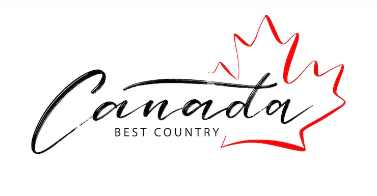 Vettore iscrizione a mano canada, miglior paese, logo con una foglia d'acero