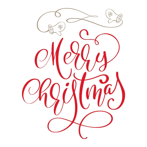 Iscrizione calligrafica Buon Natale e un fiorire con i guanti Illustrazione vettoriale