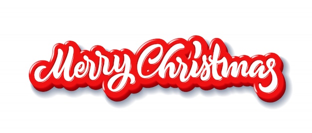 Iscrizione calligrafica disegnata a mano di buon Natale con stile gelatina gonfia
