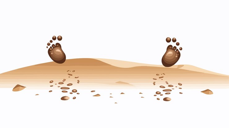 Vettore iscrizione con illustrazione vettoriale delle impronte