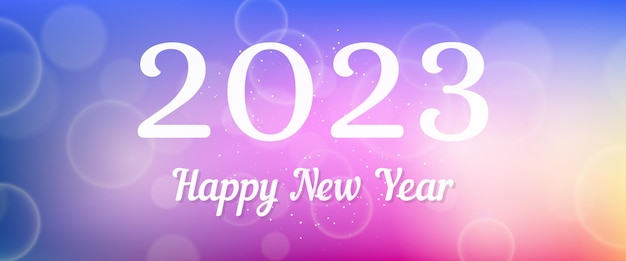 Iscrizione di felice anno nuovo 2023 su sfondo sfocato