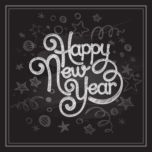 Iscrizione felice anno nuovo. Illustrazione vettoriale EPS 10