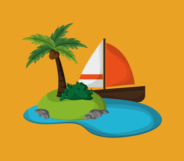 isola con l&#39;immagine di icone di viaggio di vacanza