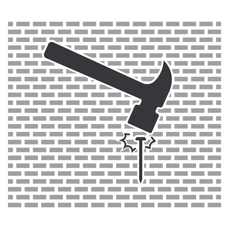 Vettore isolated pictogram icon of hammer and nail representing woodworking construction jobs carpentry w