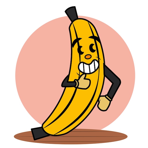 Isolato colorato banana felice tradizionale personaggio dei cartoni animati vettore