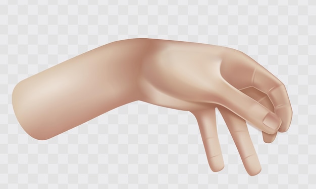 Isolato Illustrazioni 3D realistiche della mano aperta Sfondo dell'illustrazione vettoriale 3D Mano tesa aperta che mostra cinque dita estese in segno di saluto