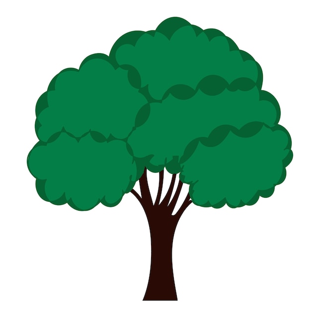 Isolato in un albero verde di stile piatto