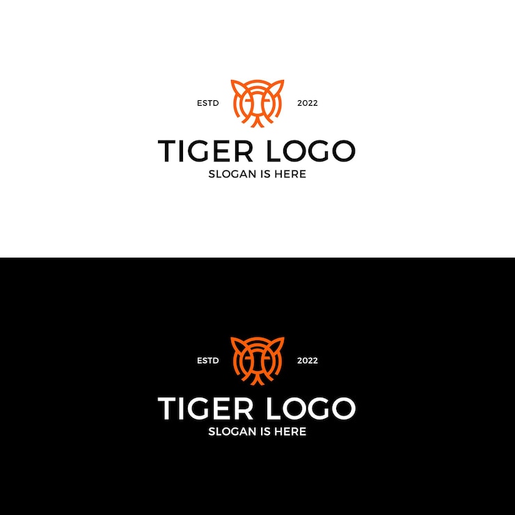 Vettore ispirazione del logo della tigre della linea art