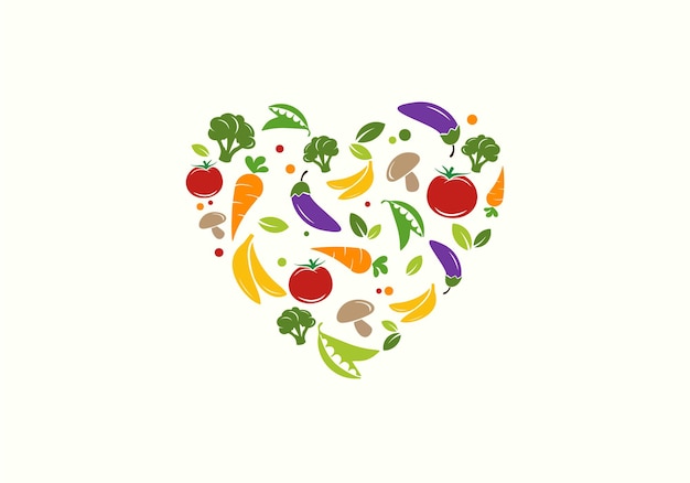 Ispirazione del modello di progettazione del logo dell'amante del cibo vegetariano
