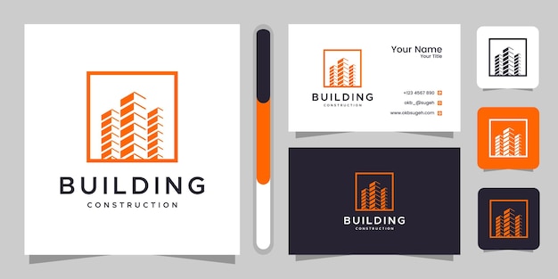 Ispirazione e biglietto da visita di progettazione di logo della costruzione di edifici.