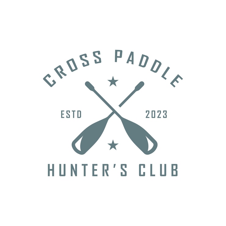 Vettore ispirazione per il design del logo retrò paddle pagaie incrociate forma semplice per il simbolo dell'emblema del logo di design