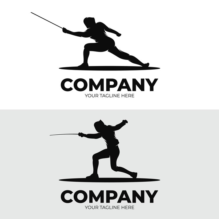 Vettore ispirazione per il design del logo sportivo della scherma