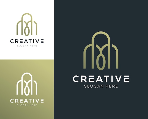 Ispirazione per l'illustrazione vettoriale del design del logo della lettera AM iniziale di lusso moderno e pulito